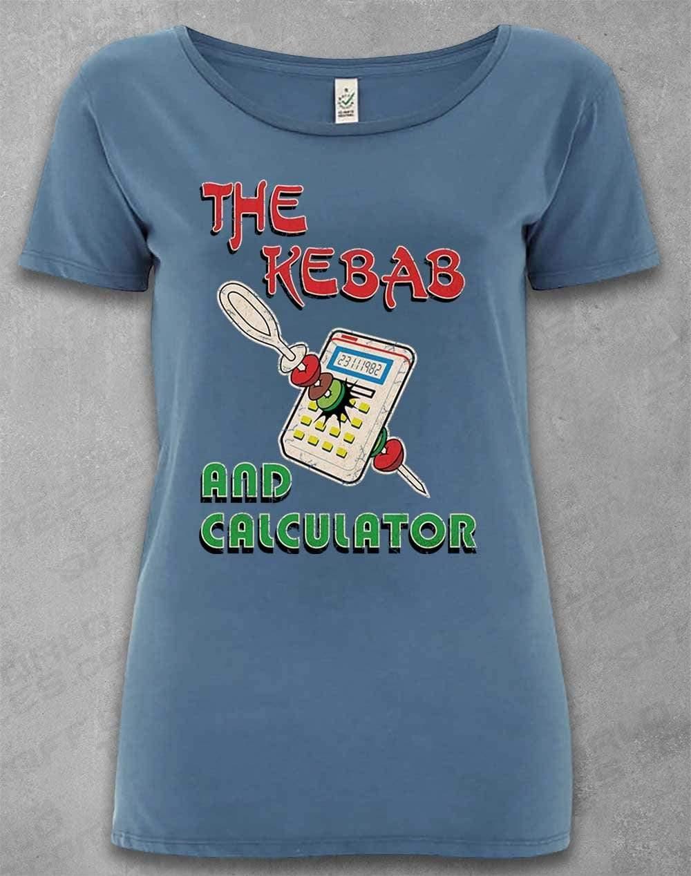 DELUXE The Kebab and Calculator 1982 Organic Scoop Neck T-Shirt 8-10 / Faded Denim  - Off World Tees