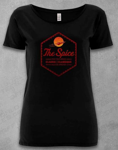 DELUXE The Spice Retro Logo Organic Scoop Neck T-Shirt 8-10 / Black  - Off World Tees