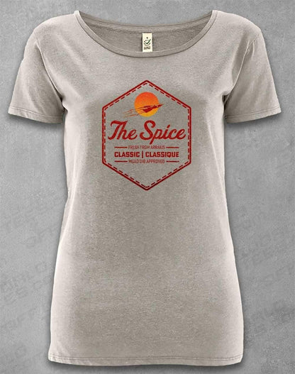 DELUXE The Spice Retro Logo Organic Scoop Neck T-Shirt 8-10 / Melange Grey  - Off World Tees