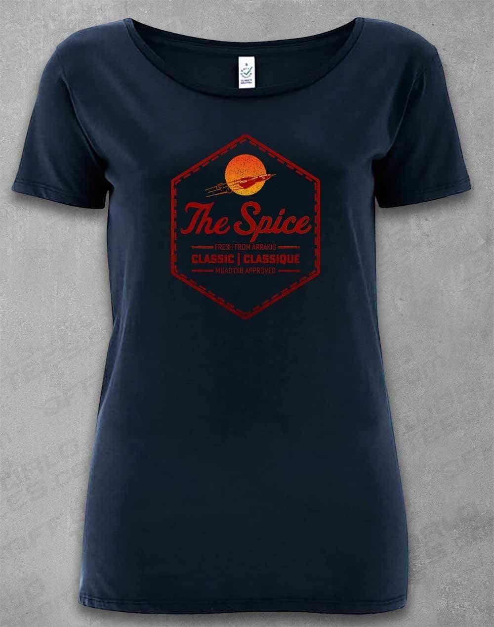 DELUXE The Spice Retro Logo Organic Scoop Neck T-Shirt 8-10 / Navy  - Off World Tees