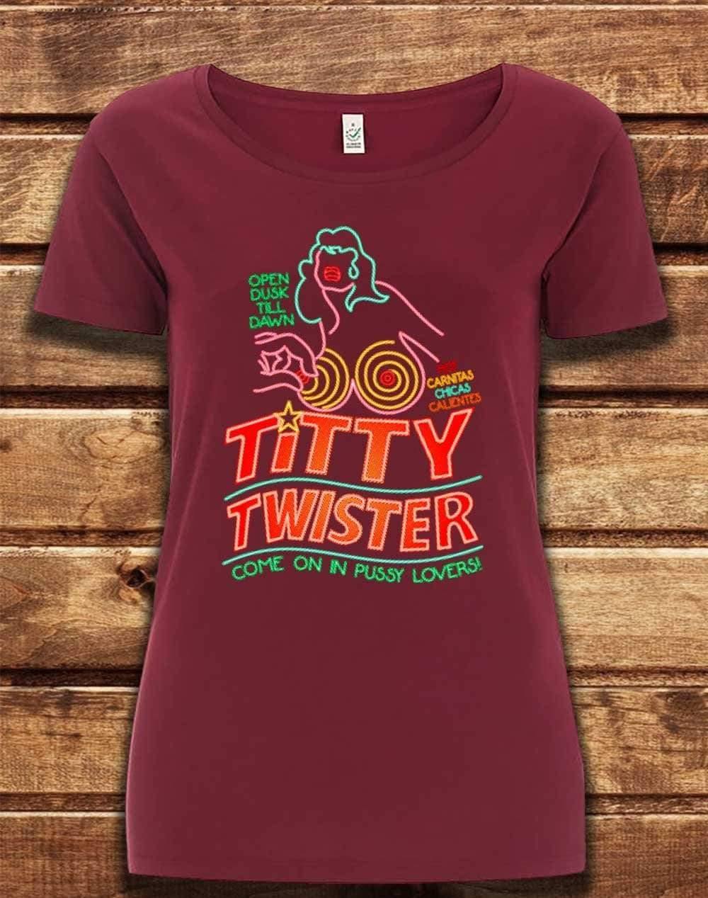 DELUXE Titty Twister Organic Scoop Neck T-Shirt 8-10 / Burgundy  - Off World Tees