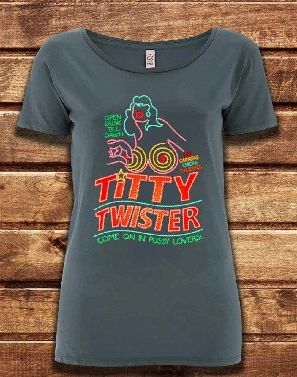 DELUXE Titty Twister Organic Scoop Neck T-Shirt 8-10 / Light Charcoal  - Off World Tees