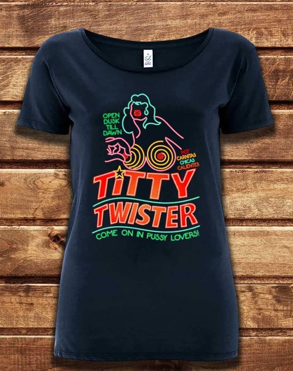 DELUXE Titty Twister Organic Scoop Neck T-Shirt 8-10 / Navy  - Off World Tees