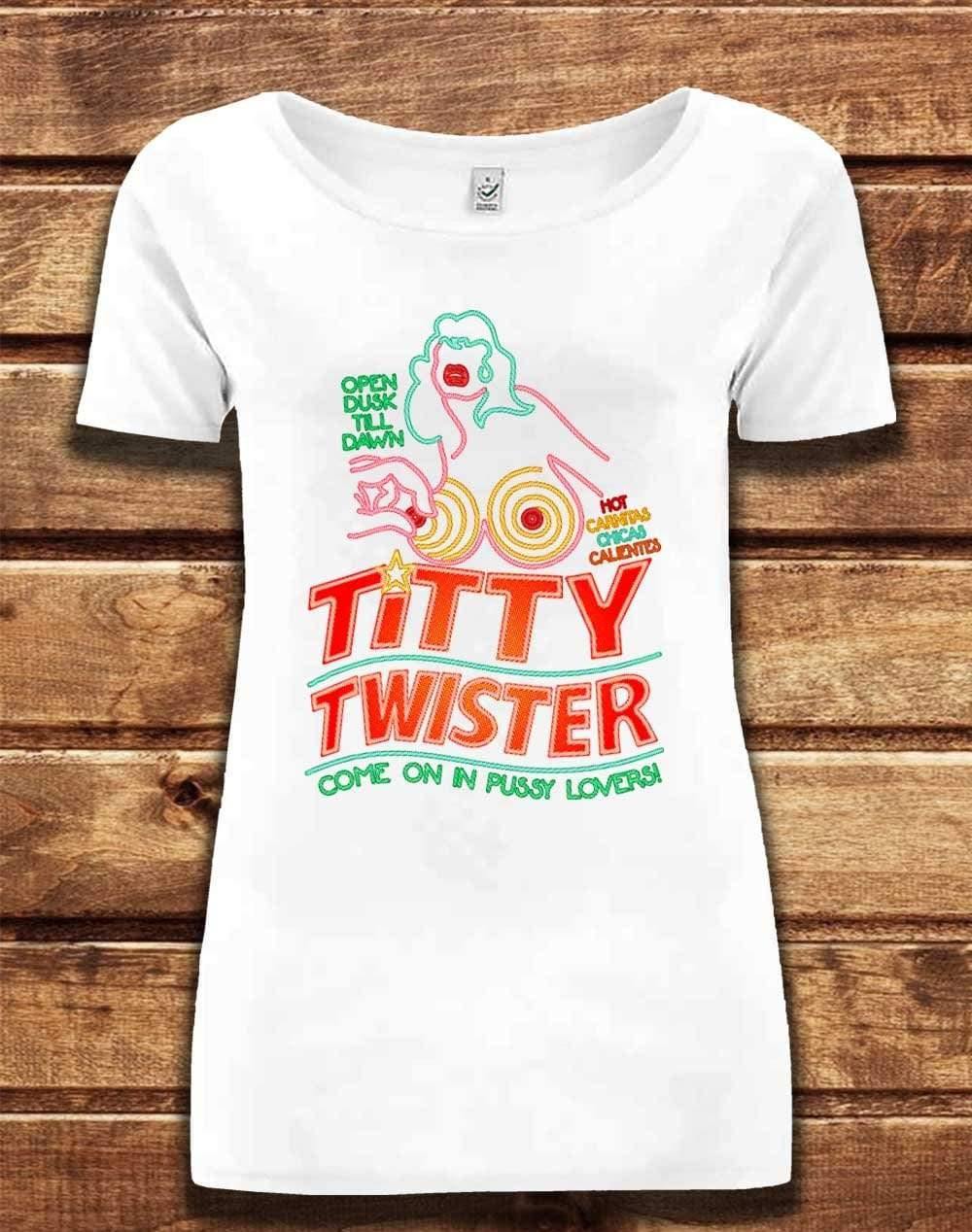 DELUXE Titty Twister Organic Scoop Neck T-Shirt 8-10 / White  - Off World Tees