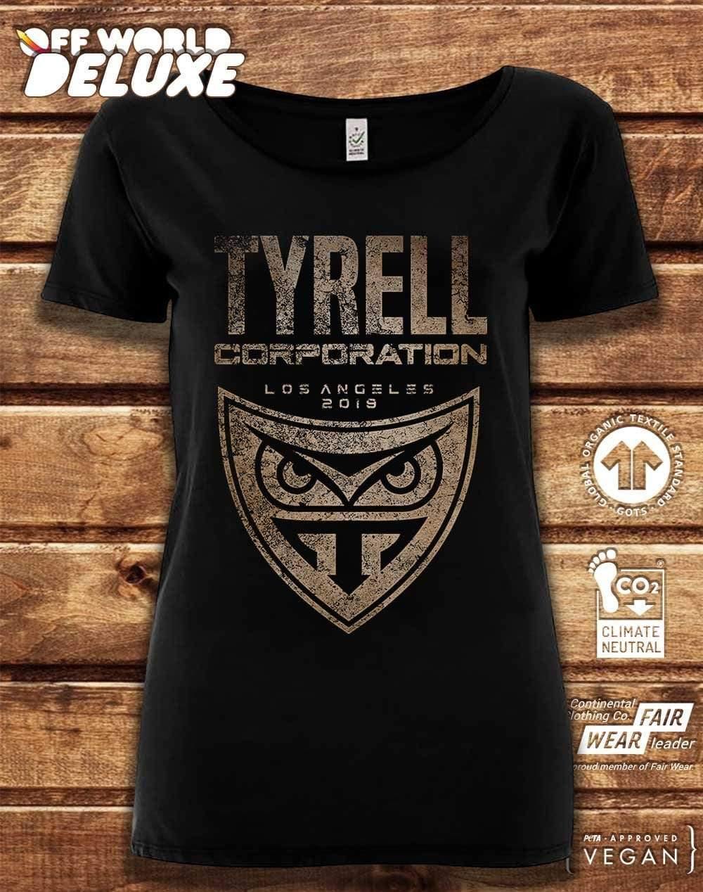 DELUXE Tyrell Corporation Distressed Logo Organic Scoop Neck T-Shirt  - Off World Tees