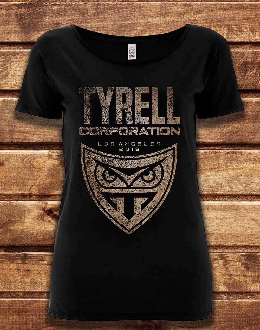 DELUXE Tyrell Corporation Distressed Logo Organic Scoop Neck T-Shirt 8-10 / Black  - Off World Tees