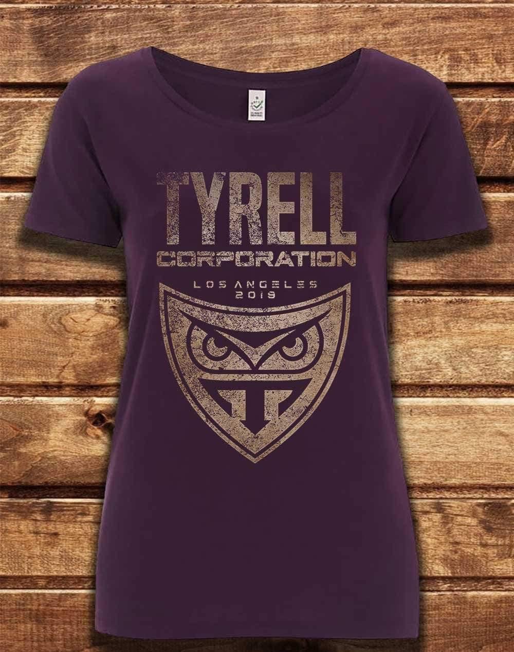 DELUXE Tyrell Corporation Distressed Logo Organic Scoop Neck T-Shirt 8-10 / Eggplant  - Off World Tees