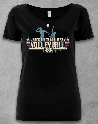 DELUXE US Navy Volleyball 1986 Organic Scoop Neck T-Shirt 8-10 / Black  - Off World Tees
