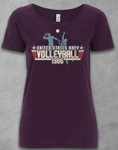 DELUXE US Navy Volleyball 1986 Organic Scoop Neck T-Shirt 8-10 / Eggplant  - Off World Tees