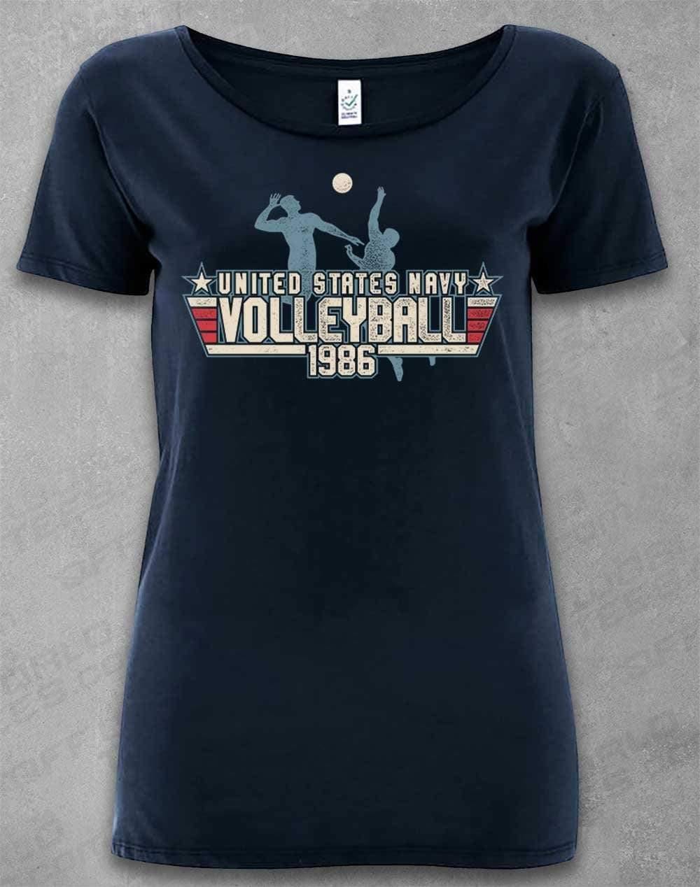 DELUXE US Navy Volleyball 1986 Organic Scoop Neck T-Shirt 8-10 / Navy  - Off World Tees