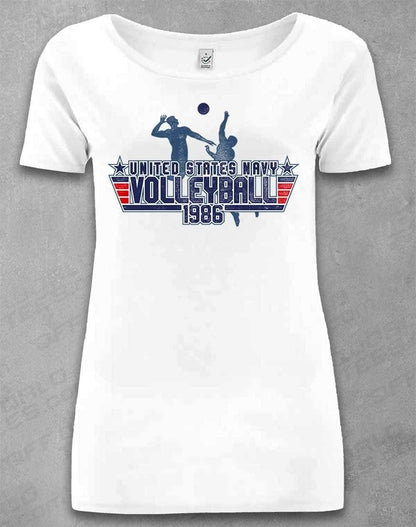DELUXE US Navy Volleyball 1986 Organic Scoop Neck T-Shirt 8-10 / White  - Off World Tees