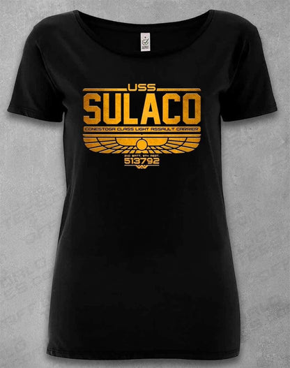 DELUXE USS Sulaco Organic Scoop Neck T-Shirt 8-10 / Black  - Off World Tees