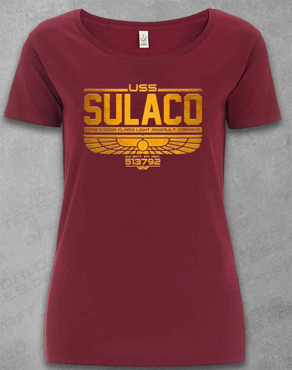 DELUXE USS Sulaco Organic Scoop Neck T-Shirt 8-10 / Burgundy  - Off World Tees