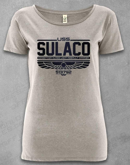 DELUXE USS Sulaco Organic Scoop Neck T-Shirt 8-10 / Melange Grey  - Off World Tees