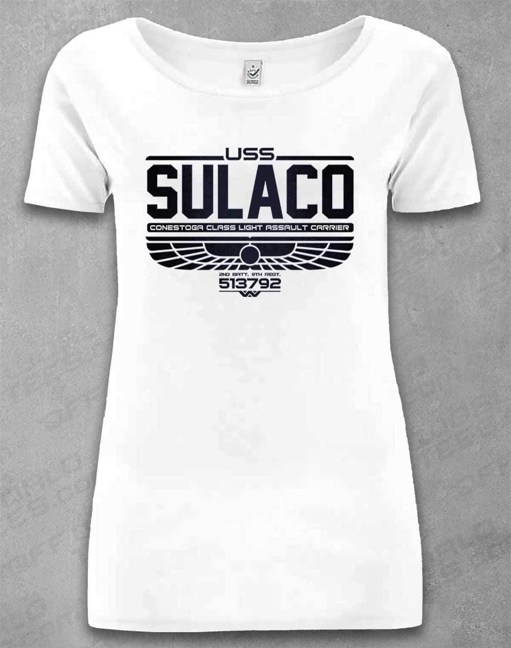 DELUXE USS Sulaco Organic Scoop Neck T-Shirt 8-10 / White  - Off World Tees