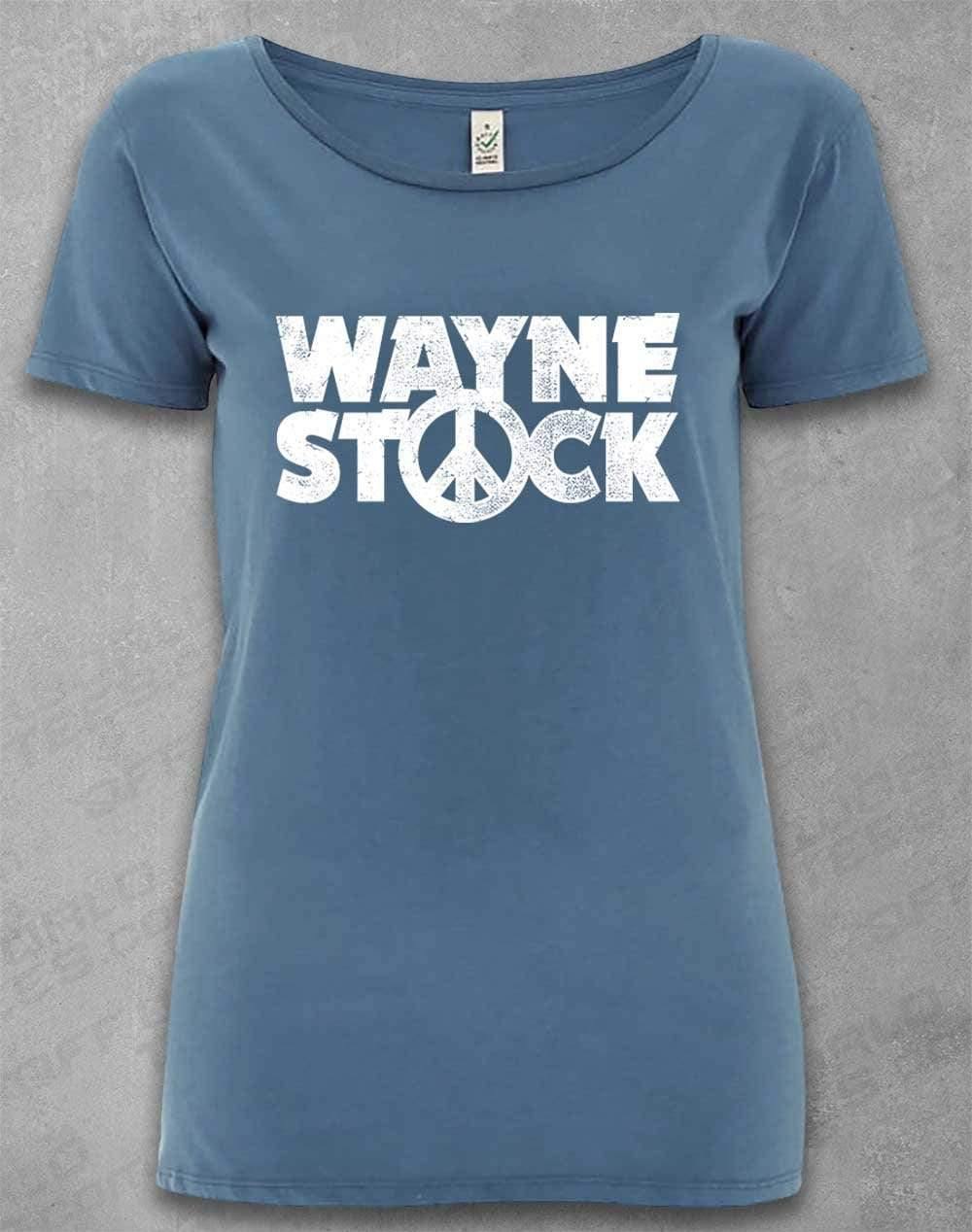 DELUXE Waynestock Organic Scoop Neck T-Shirt 8-10 / Faded Denim  - Off World Tees