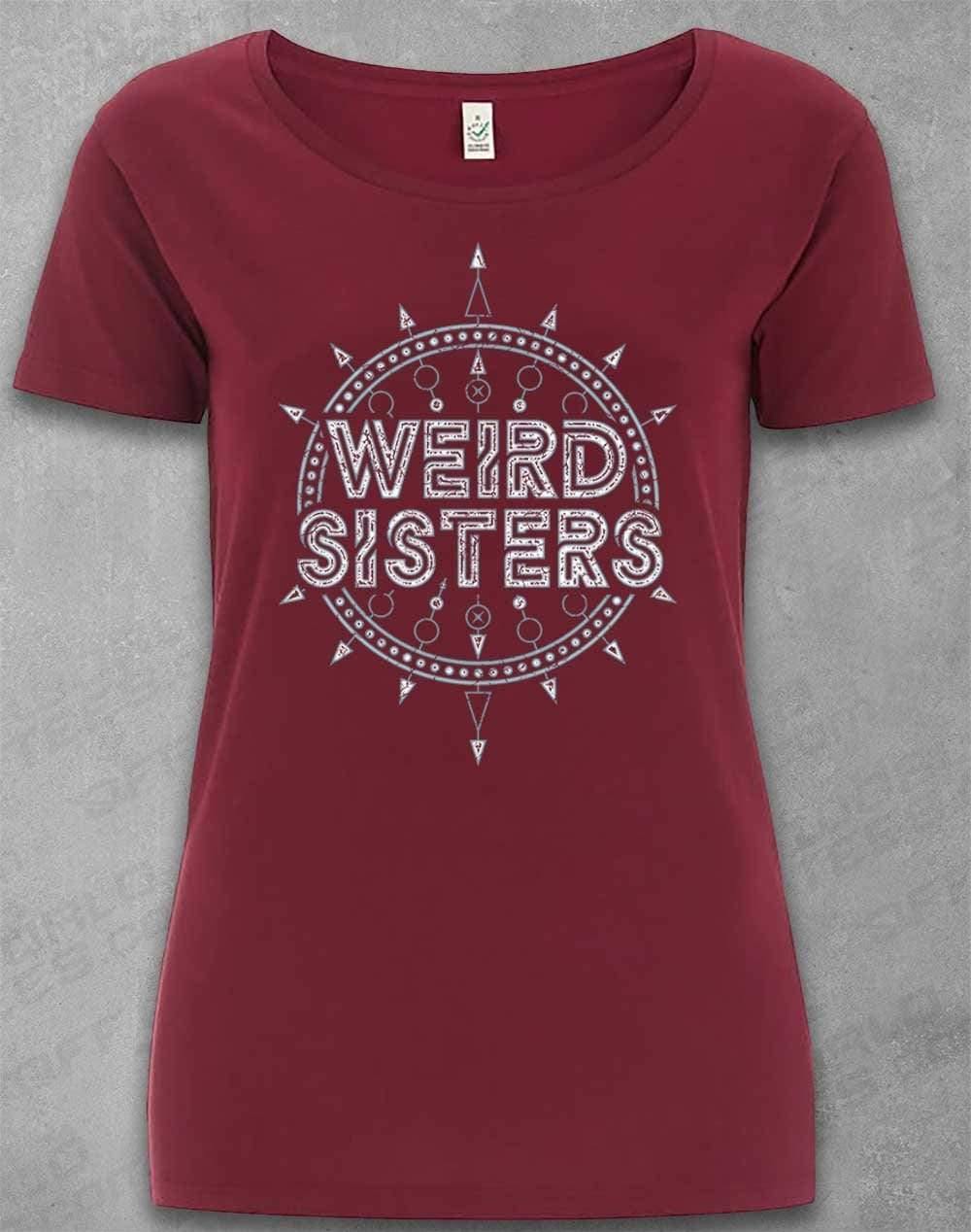 DELUXE Weird Sisters Band Logo Organic Scoop Neck T-Shirt 8-10 / Burgundy  - Off World Tees