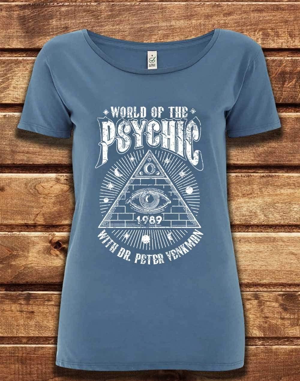 DELUXE World of the Psychic Organic Scoop Neck T-Shirt 8-10 / Faded Denim  - Off World Tees