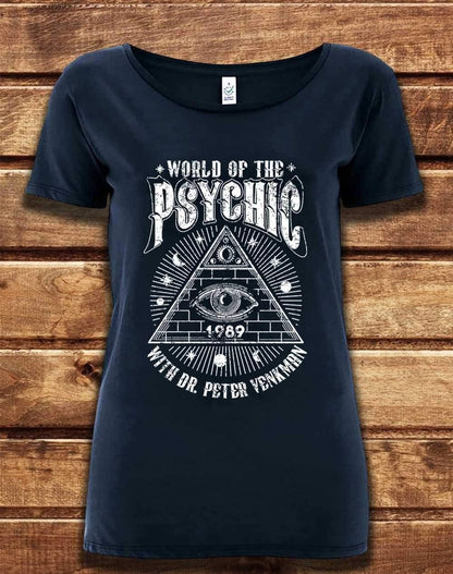 DELUXE World of the Psychic Organic Scoop Neck T-Shirt 8-10 / Navy  - Off World Tees