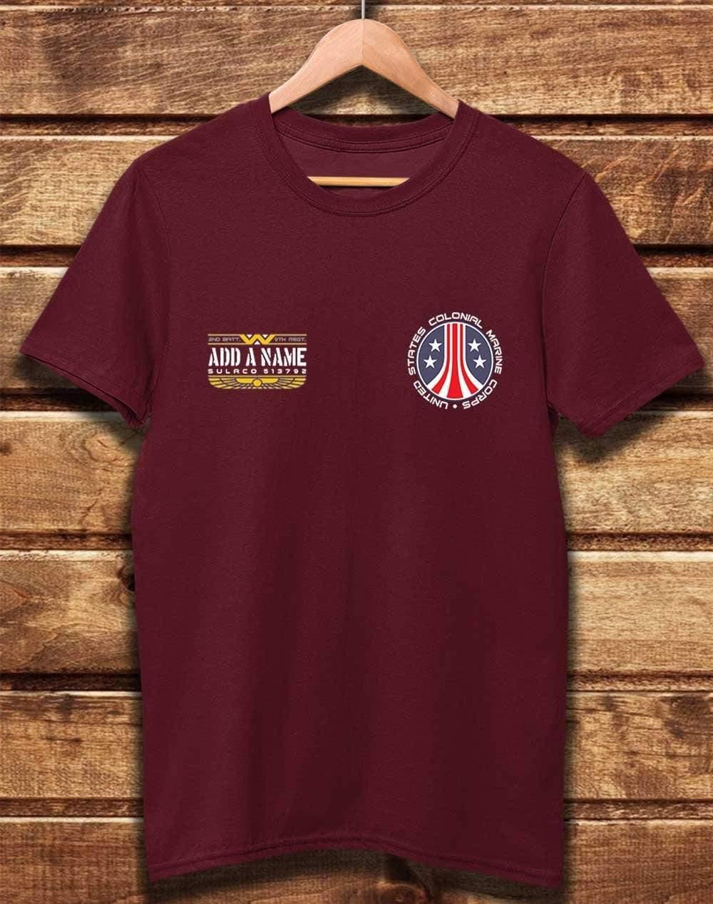 CUSTOMISABLE DELUXE Colonial Marine Organic Cotton T-Shirt XS / Burgundy  - Off World Tees