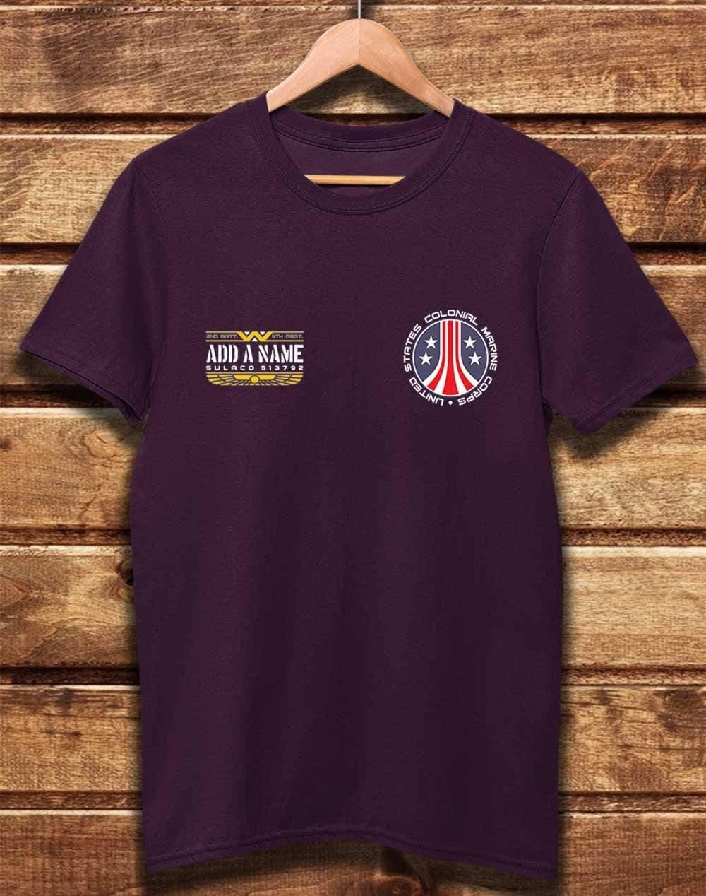 CUSTOMISABLE DELUXE Colonial Marine Organic Cotton T-Shirt XS / Eggplant  - Off World Tees
