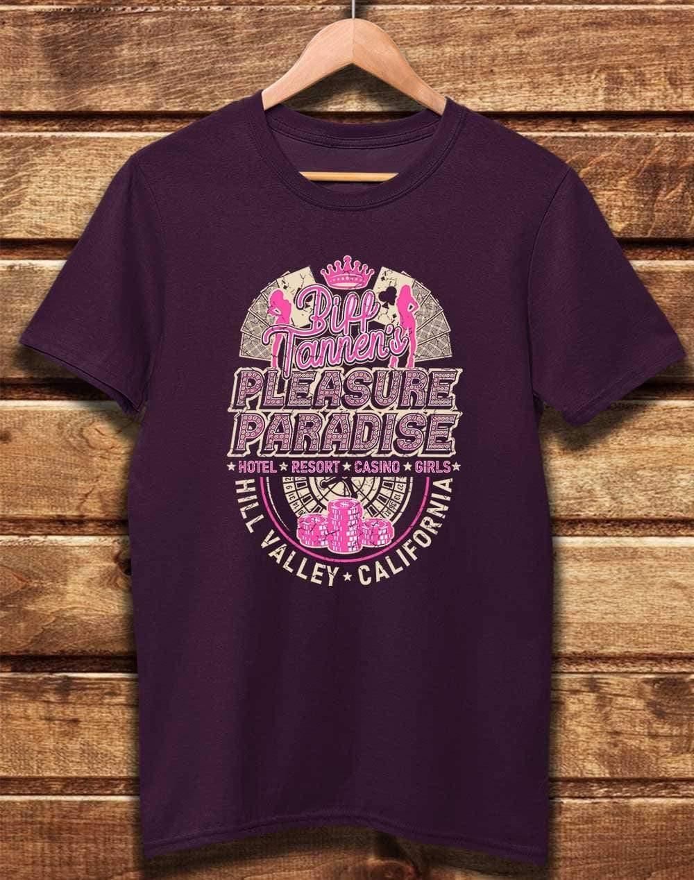 DELUXE Biff Tannen's Pleasure Paradise Organic Cotton T-Shirt XS / Eggplant  - Off World Tees