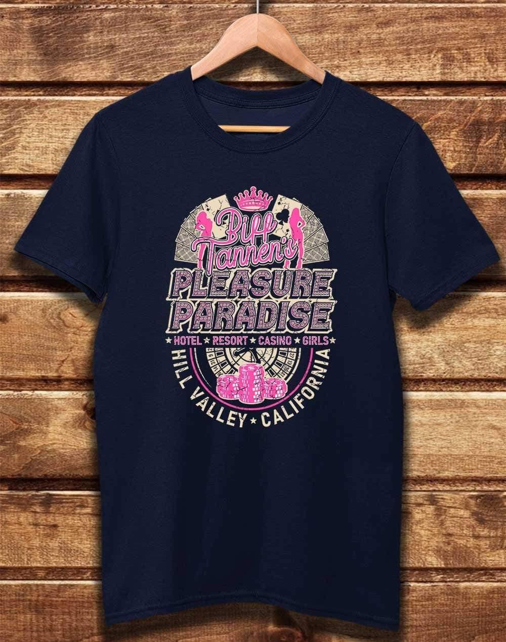 DELUXE Biff Tannen's Pleasure Paradise Organic Cotton T-Shirt XS / Navy  - Off World Tees