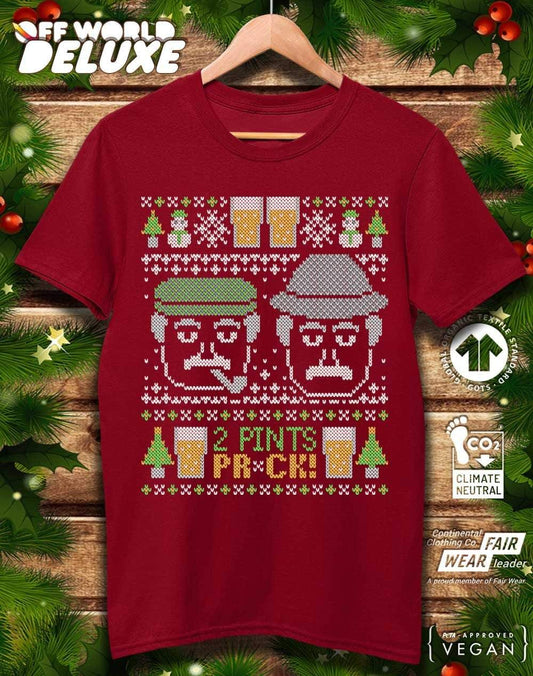 DELUXE Craiglang Christmas 2 Pints Knit Pattern Organic Cotton T-Shirt  - Off World Tees