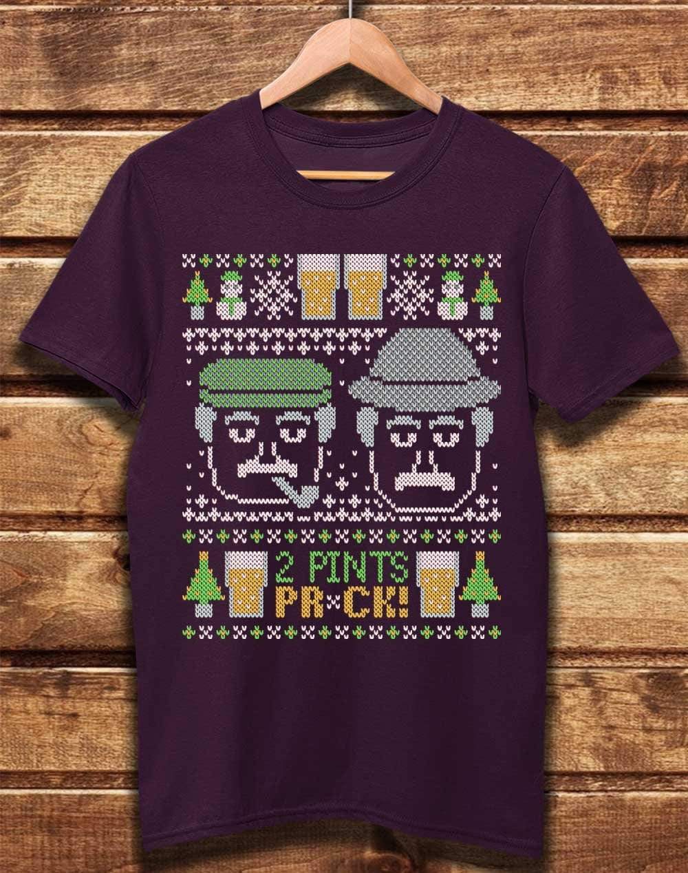 DELUXE Craiglang Christmas 2 Pints Knit Pattern Organic Cotton T-Shirt XS / Eggplant  - Off World Tees