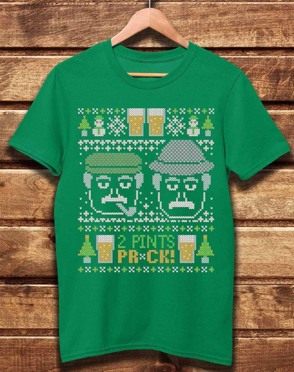 DELUXE Craiglang Christmas 2 Pints Knit Pattern Organic Cotton T-Shirt XS / Kelly Green  - Off World Tees