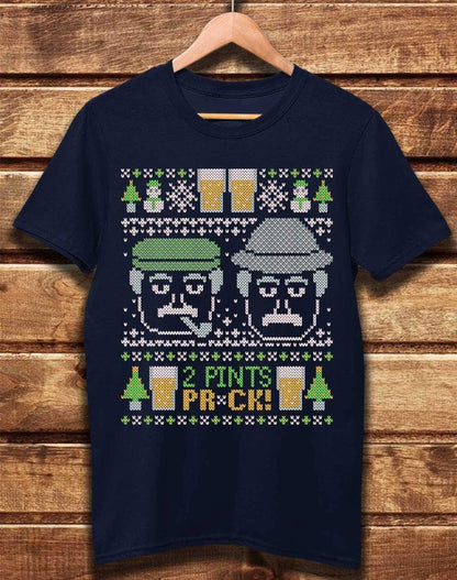 DELUXE Craiglang Christmas 2 Pints Knit Pattern Organic Cotton T-Shirt XS / Navy  - Off World Tees