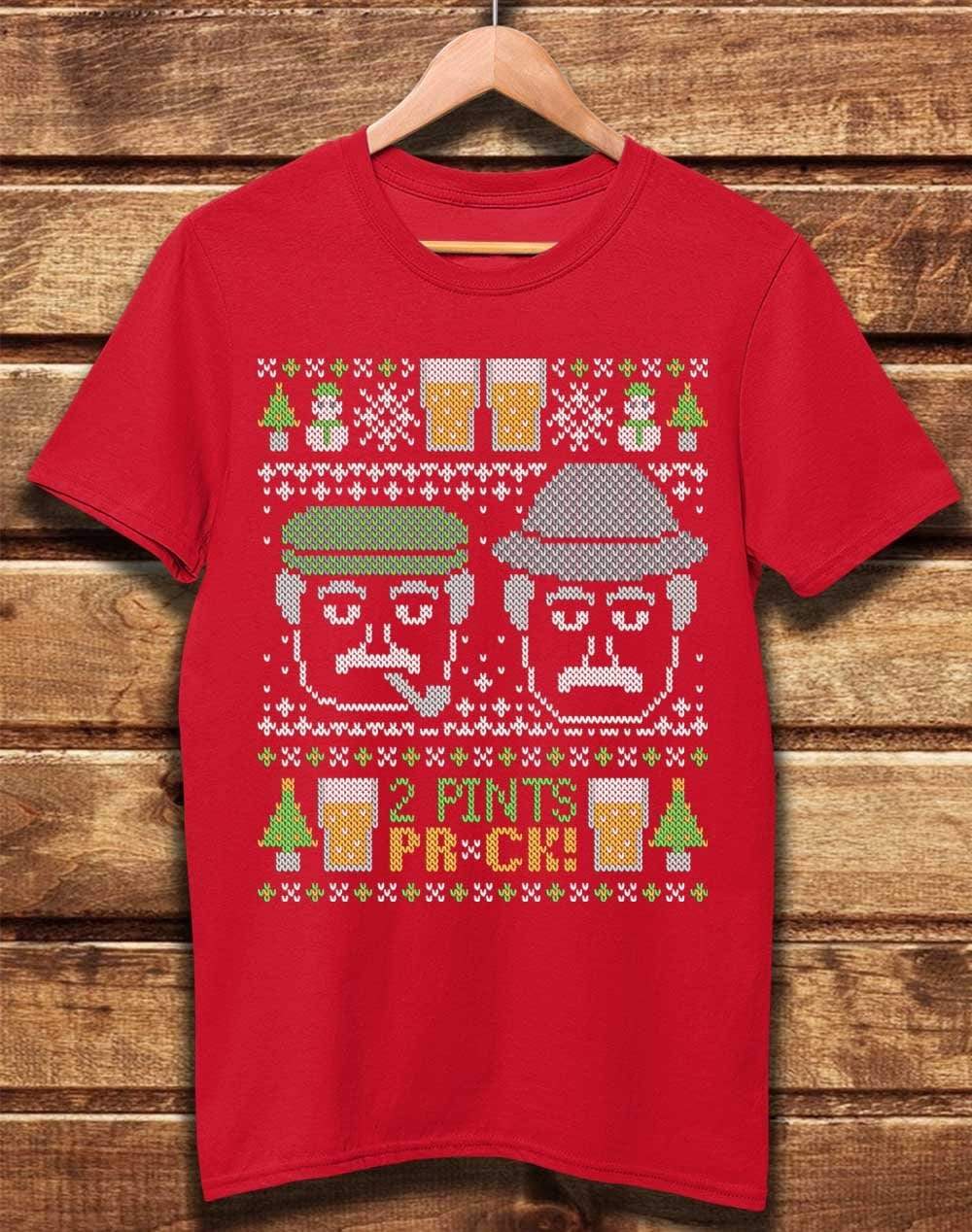 DELUXE Craiglang Christmas 2 Pints Knit Pattern Organic Cotton T-Shirt XS / Red  - Off World Tees