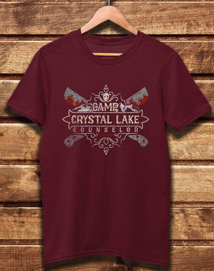 DELUXE Crystal Lake Counselor Organic Cotton T-Shirt XS / Burgundy  - Off World Tees