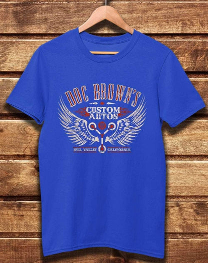 DELUXE Doc Brown's Custom Autos Organic Cotton T-Shirt XS / Bright Blue  - Off World Tees