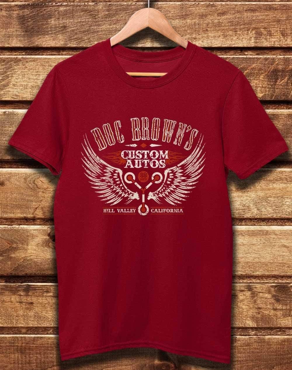 DELUXE Doc Brown's Custom Autos Organic Cotton T-Shirt XS / Dark Red  - Off World Tees
