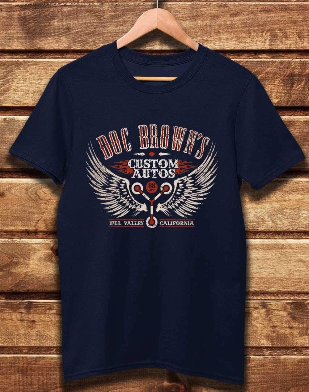 DELUXE Doc Brown's Custom Autos Organic Cotton T-Shirt XS / Navy  - Off World Tees