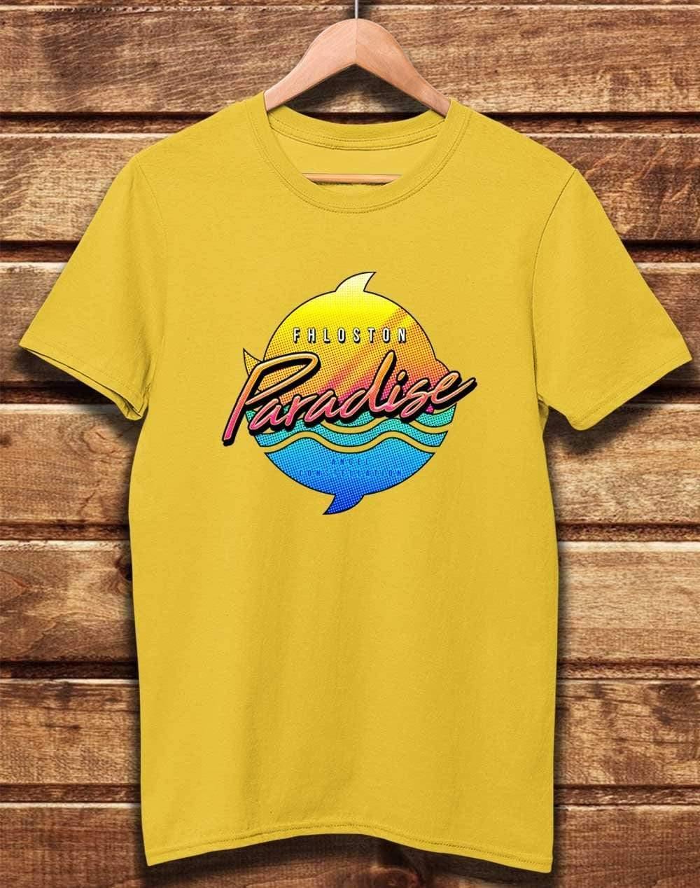 DELUXE Fhloston Paradise Neon Logo Organic Cotton T-Shirt S / Yellow  - Off World Tees