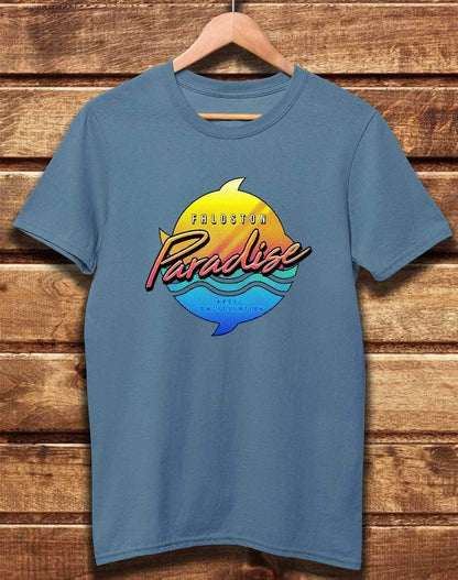 DELUXE Fhloston Paradise Neon Logo Organic Cotton T-Shirt XS / Faded Denim  - Off World Tees
