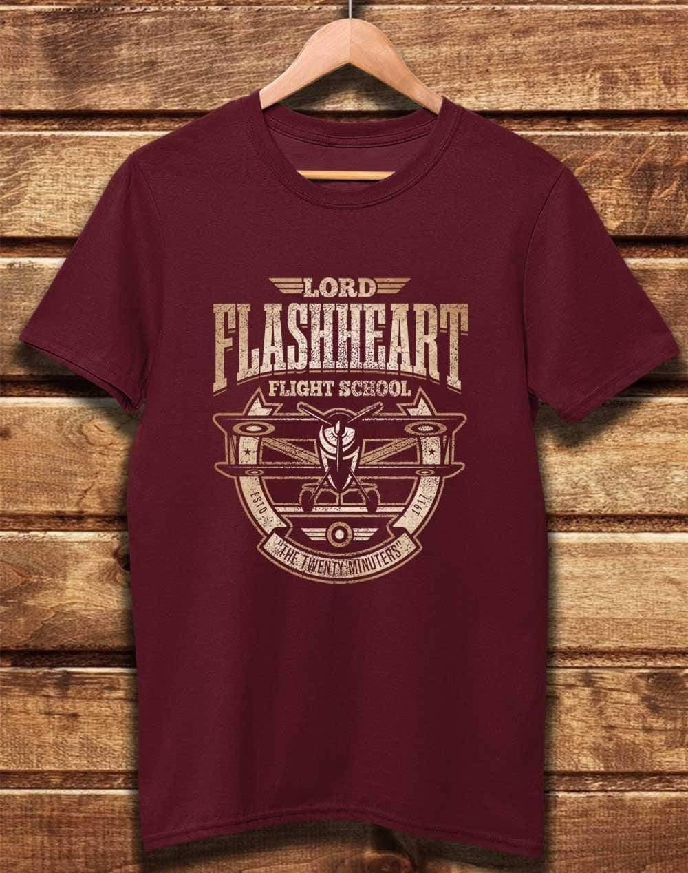 DELUXE Flashheart's Flight School Organic Cotton T-Shirt XS / Burgundy  - Off World Tees