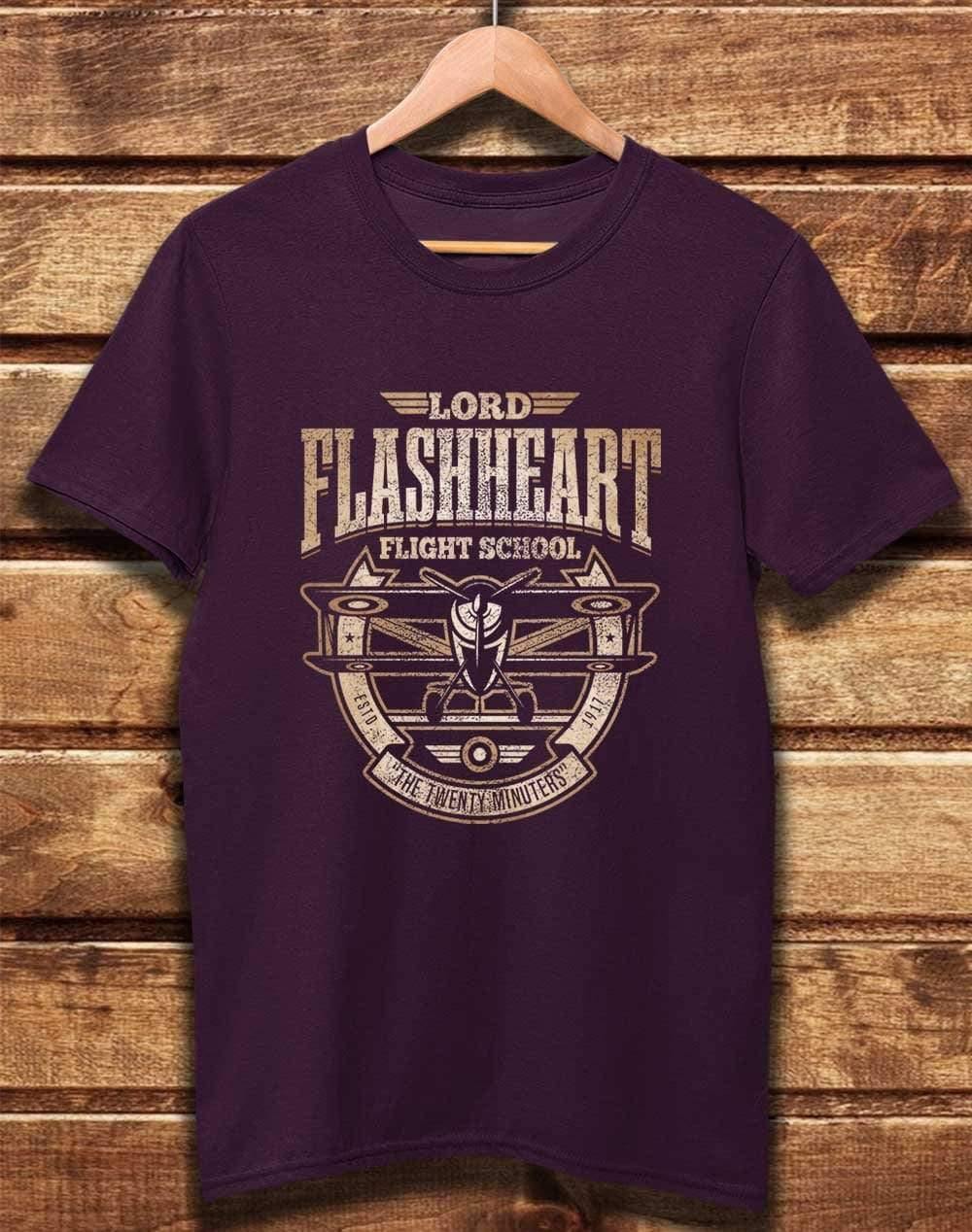 DELUXE Flashheart's Flight School Organic Cotton T-Shirt XS / Eggplant  - Off World Tees