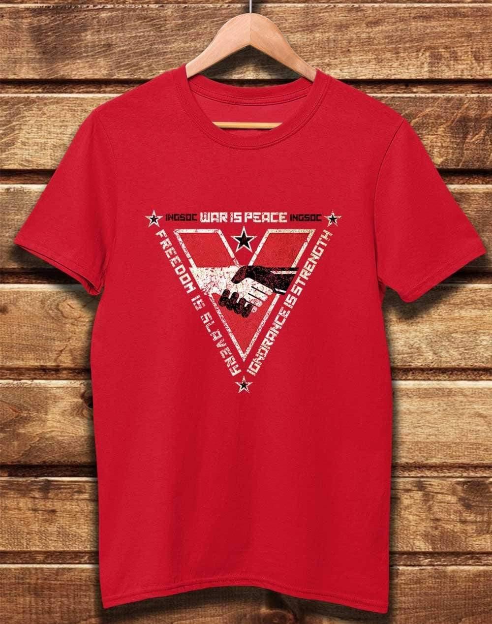 DELUXE INGSOC Triangular Slogans Organic Cotton T-Shirt XS / Red  - Off World Tees