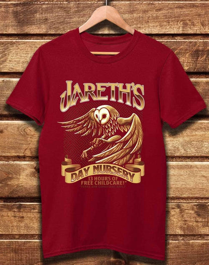 DELUXE Jareth's Day Nursery Organic Cotton T-Shirt XS / Dark Red  - Off World Tees