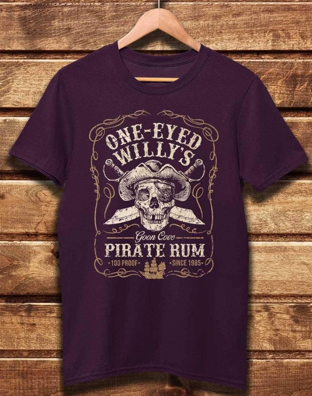 DELUXE One-Eyed Willy's Pirate Rum Organic Cotton T-Shirt XS / Eggplant  - Off World Tees