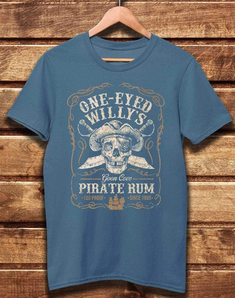 DELUXE One-Eyed Willy's Pirate Rum Organic Cotton T-Shirt XS / Faded Denim  - Off World Tees