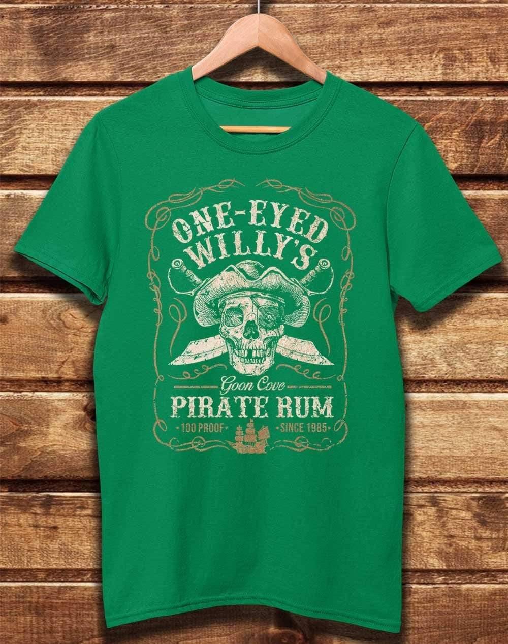 DELUXE One-Eyed Willy's Pirate Rum Organic Cotton T-Shirt XS / Kelly Green  - Off World Tees