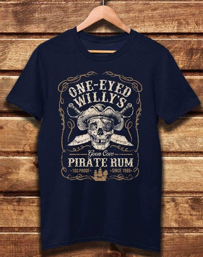 DELUXE One-Eyed Willy's Pirate Rum Organic Cotton T-Shirt XS / Navy  - Off World Tees