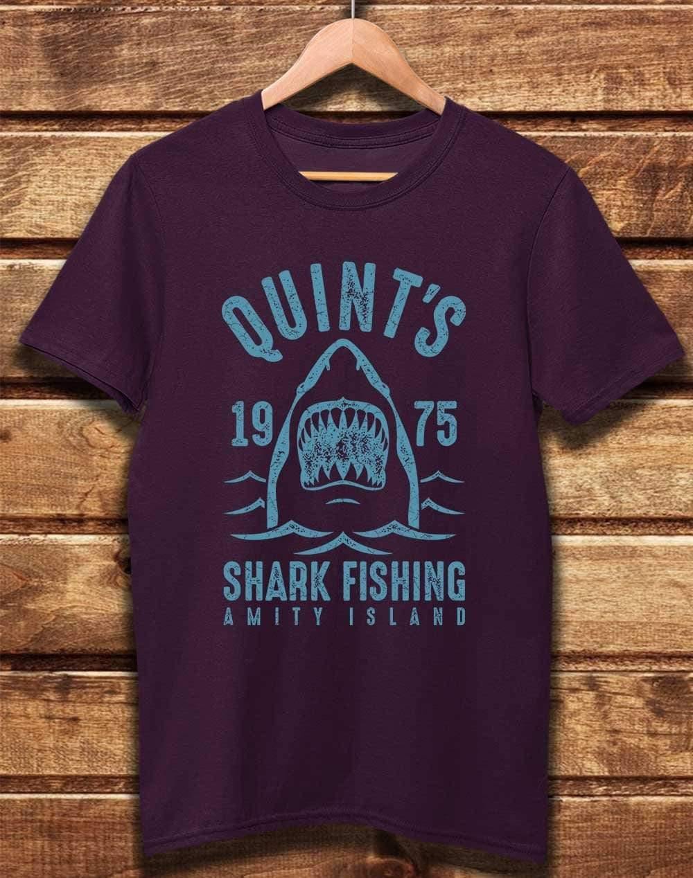 DELUXE Quint's Shark Fishing 1975 Organic Cotton T-Shirt XS / Eggplant  - Off World Tees