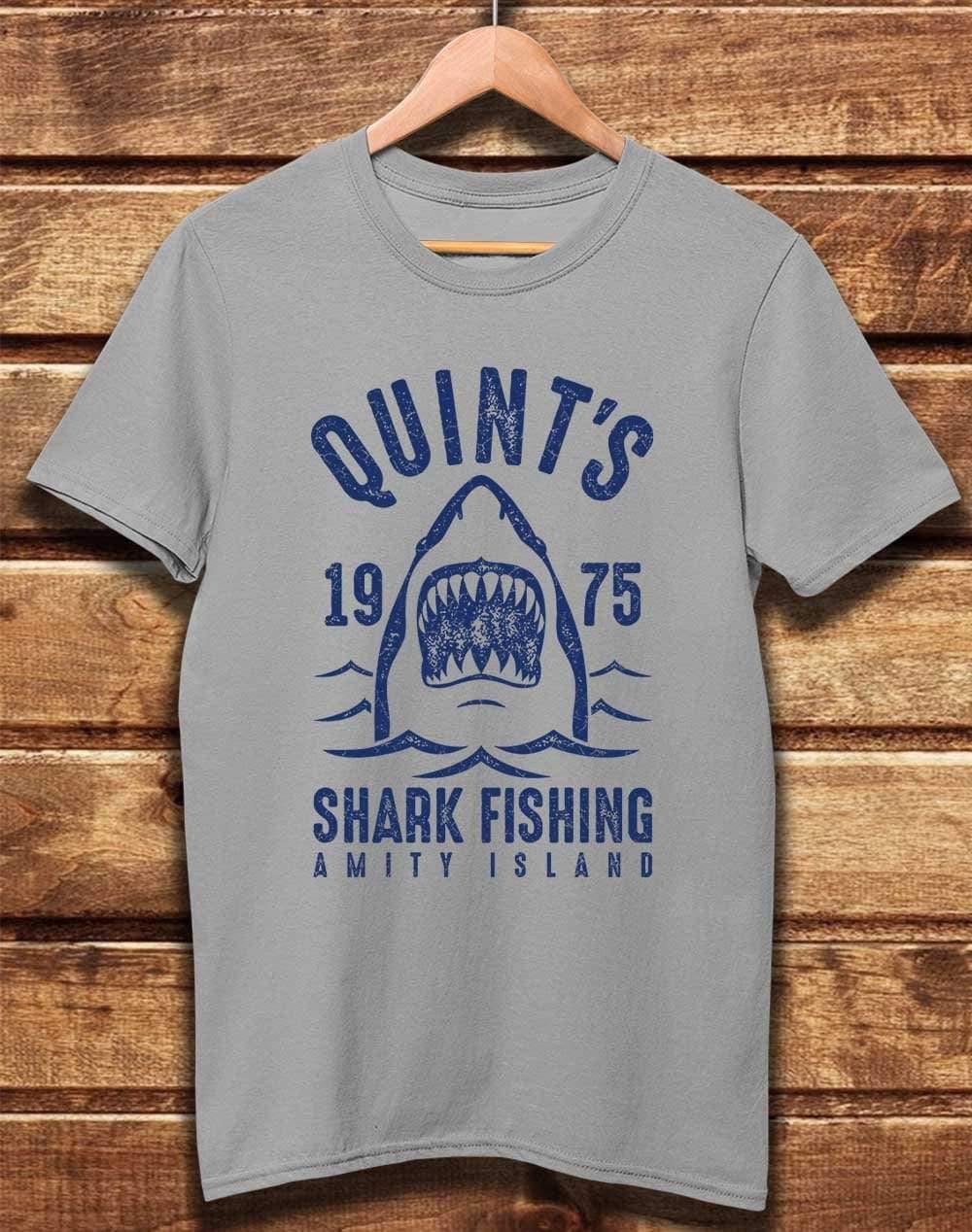 DELUXE Quint's Shark Fishing 1975 Organic Cotton T-Shirt XS / Light Grey  - Off World Tees
