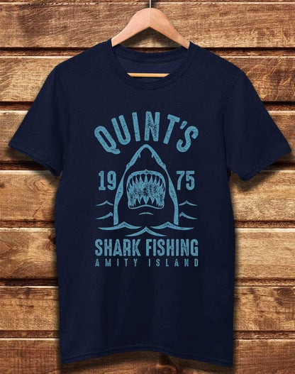 DELUXE Quint's Shark Fishing 1975 Organic Cotton T-Shirt XS / Navy  - Off World Tees