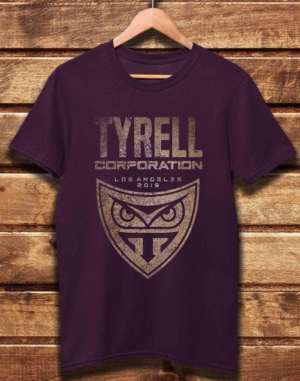 DELUXE Tyrell Corporation Distressed Logo Organic Cotton T-Shirt XS / Eggplant  - Off World Tees